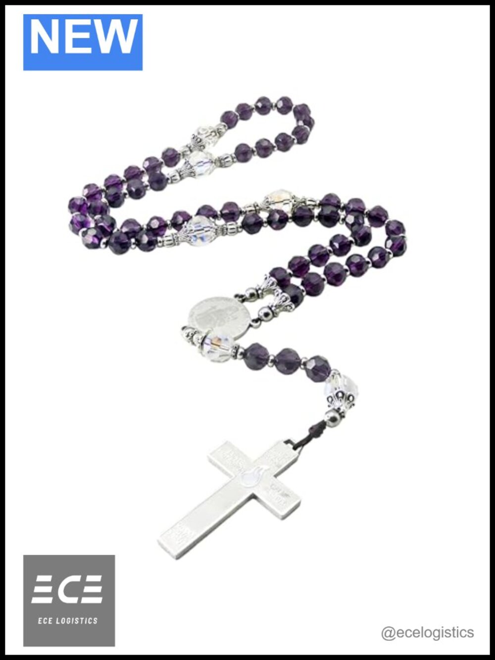 Handmade Catholic Rosary Stainless Steel Medal Cross Glass Beads Religious